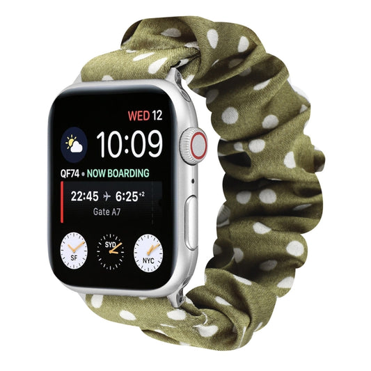 Dots Hair Ring Cloth Watch Band For Apple Watch Series 9&8&7 41mm / SE 3&SE 2&6&SE&5&4 40mm / 3&2&1 38mm(Green) by bashfashion