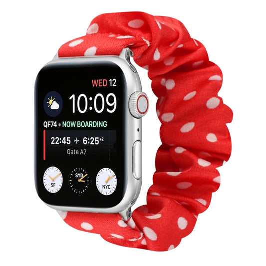 Dots Hair Ring Cloth Watch Band For Apple Watch Series 9&8&7 41mm / SE 3&SE 2&6&SE&5&4 40mm / 3&2&1 38mm(Red) by bashfashion