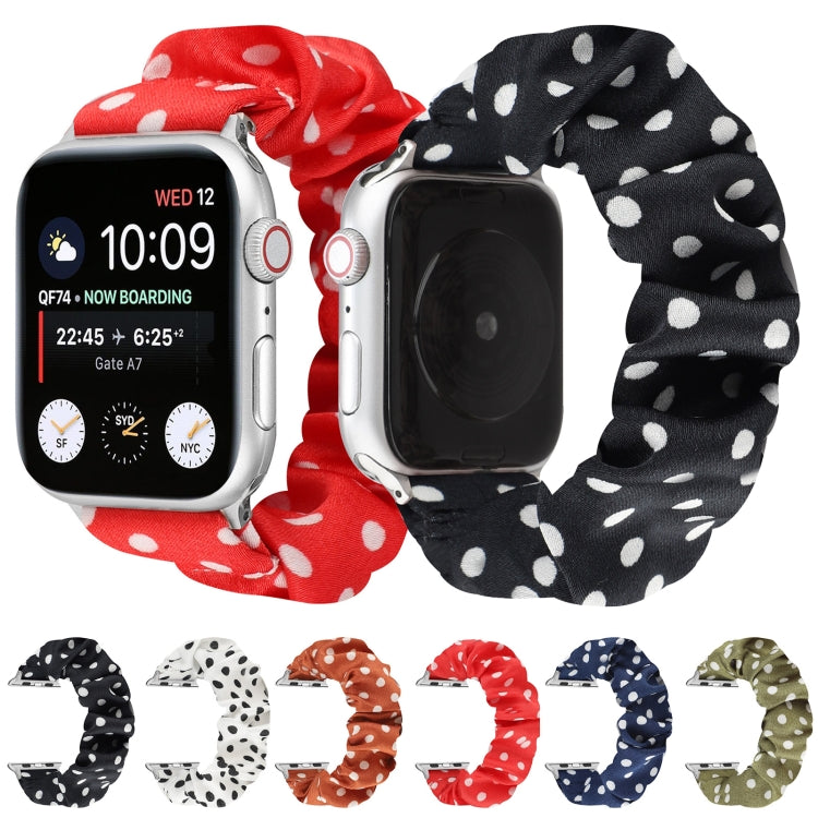 Dots Hair Ring Cloth Watch Band For Apple Watch Series 9&8&7 41mm / SE 3&SE 2&6&SE&5&4 40mm / 3&2&1 38mm(Red) by bashfashion