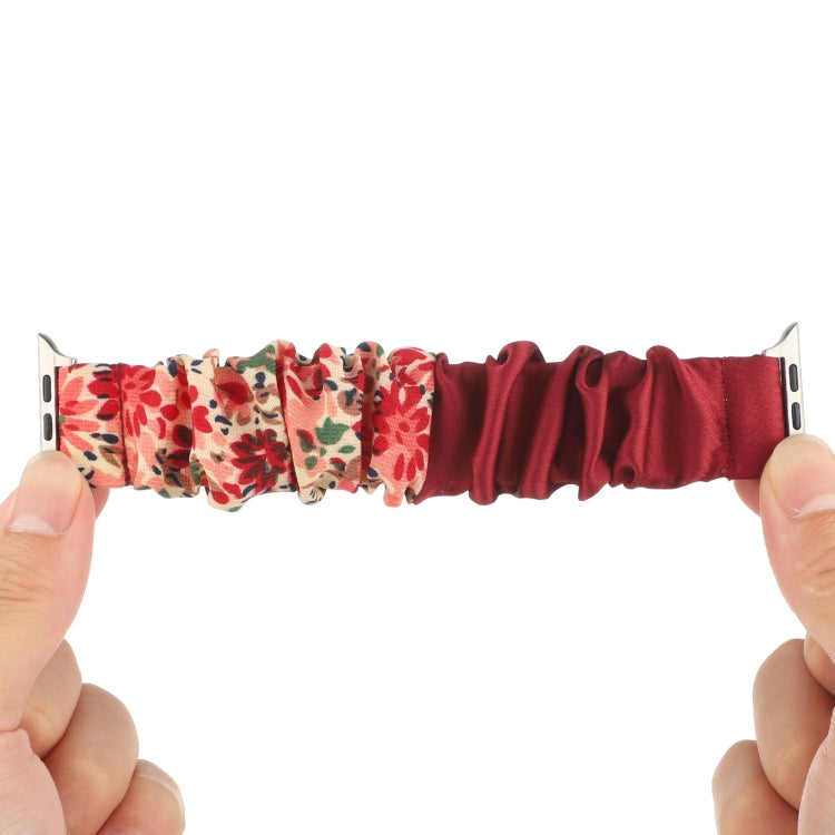 Butterfly Pattern Hair Ring Cloth Watch Band For Apple Watch Ultra 49mm&Watch Ultra 2 49mm / Series 9&8&7 45mm / SE 3&SE 2&6&SE&5&4 44mm / 3&2&1 42mm(A) by bashfashion