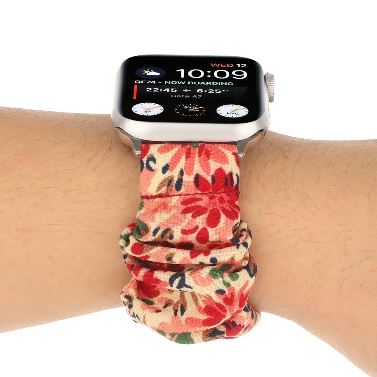 Butterfly Pattern Hair Ring Cloth Watch Band For Apple Watch Ultra 49mm&Watch Ultra 2 49mm / Series 9&8&7 45mm / SE 3&SE 2&6&SE&5&4 44mm / 3&2&1 42mm(A) by bashfashion