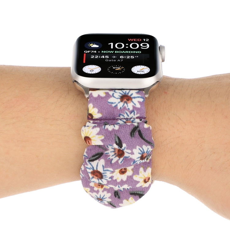 Butterfly Pattern Hair Ring Cloth Watch Band For Apple Watch Ultra 49mm&Watch Ultra 2 49mm / Series 9&8&7 45mm / SE 3&SE 2&6&SE&5&4 44mm / 3&2&1 42mm(F) by bashfashion