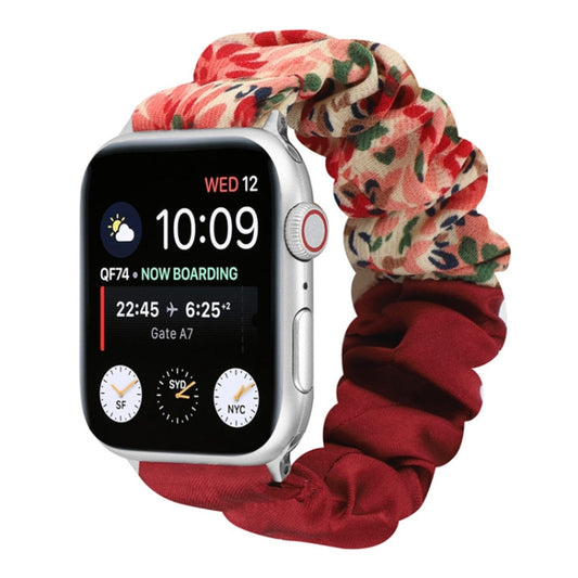 Butterfly Pattern Hair Ring Cloth Watch Band For Apple Watch Series 9&8&7 41mm / SE 3&SE 2&6&SE&5&4 40mm / 3&2&1 38mm(A) by bashfashion