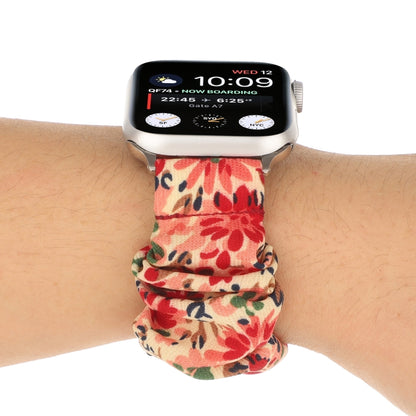 Butterfly Pattern Hair Ring Cloth Watch Band For Apple Watch Series 9&8&7 41mm / SE 3&SE 2&6&SE&5&4 40mm / 3&2&1 38mm(A) by bashfashion