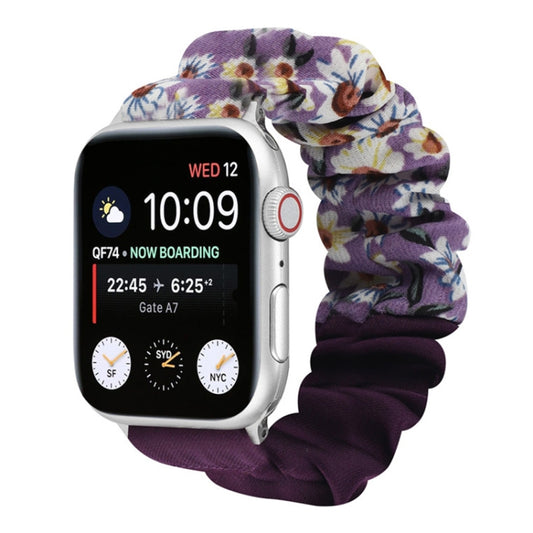 Butterfly Pattern Hair Ring Cloth Watch Band For Apple Watch Series 9&8&7 41mm / SE 3&SE 2&6&SE&5&4 40mm / 3&2&1 38mm(F) by bashfashion