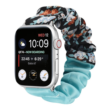 Butterfly Pattern Hair Ring Cloth Watch Band For Apple Watch Series 9&8&7 41mm / SE 3&SE 2&6&SE&5&4 40mm / 3&2&1 38mm(J) by bashfashion
