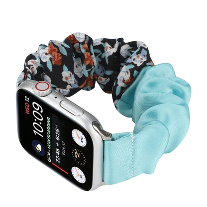 Butterfly Pattern Hair Ring Cloth Watch Band For Apple Watch Series 9&8&7 41mm / SE 3&SE 2&6&SE&5&4 40mm / 3&2&1 38mm(J) by bashfashion