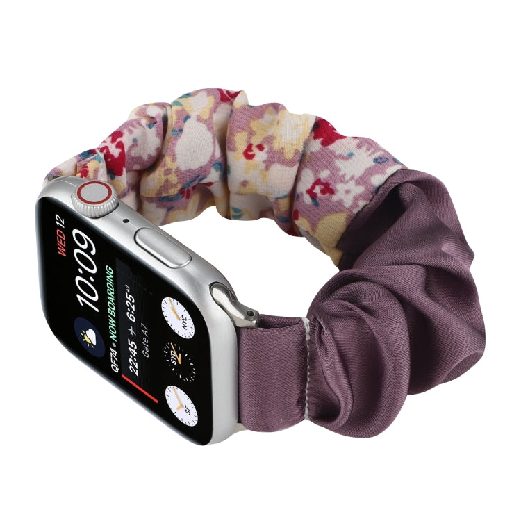 Butterfly Pattern Hair Ring Cloth Watch Band For Apple Watch Series 9&8&7 41mm / SE 3&SE 2&6&SE&5&4 40mm / 3&2&1 38mm(L) by bashfashion