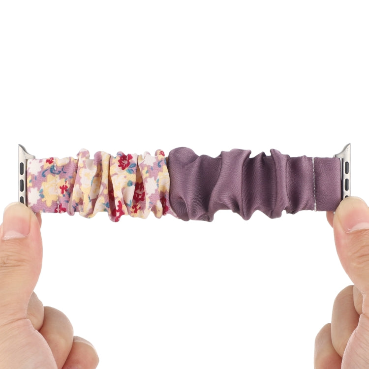 Butterfly Pattern Hair Ring Cloth Watch Band For Apple Watch Series 9&8&7 41mm / SE 3&SE 2&6&SE&5&4 40mm / 3&2&1 38mm(L) by bashfashion