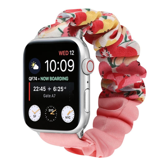 Butterfly Pattern Hair Ring Cloth Watch Band For Apple Watch Series 9&8&7 41mm / SE 3&SE 2&6&SE&5&4 40mm / 3&2&1 38mm(N) by bashfashion