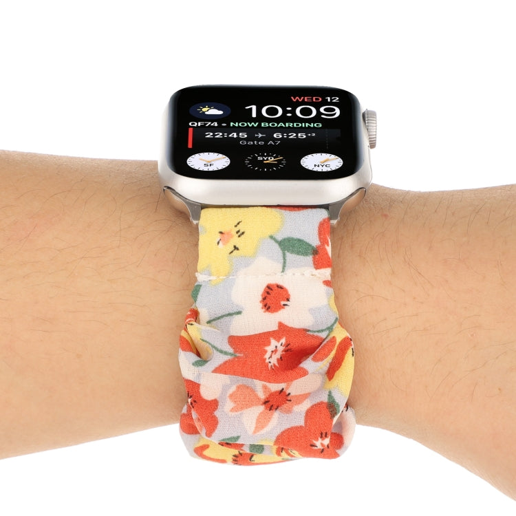 Butterfly Pattern Hair Ring Cloth Watch Band For Apple Watch Series 9&8&7 41mm / SE 3&SE 2&6&SE&5&4 40mm / 3&2&1 38mm(O) by bashfashion