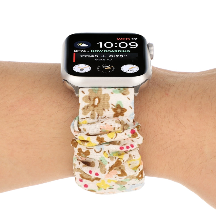 Butterfly Pattern Hair Ring Cloth Watch Band For Apple Watch Series 9&8&7 41mm / SE 3&SE 2&6&SE&5&4 40mm / 3&2&1 38mm(P) by bashfashion