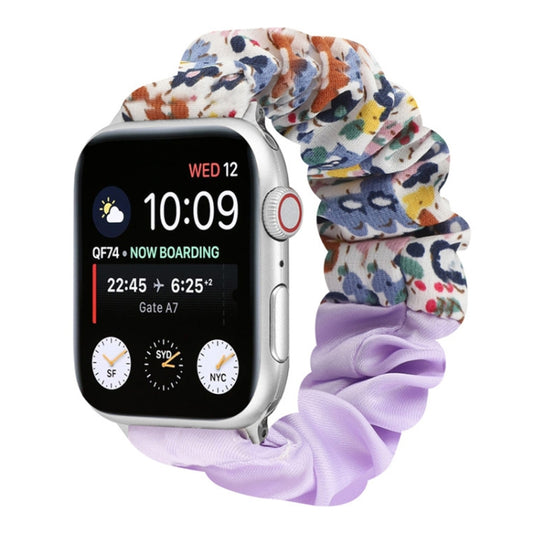 Butterfly Pattern Hair Ring Cloth Watch Band For Apple Watch Series 9&8&7 41mm / SE 3&SE 2&6&SE&5&4 40mm / 3&2&1 38mm(R) by bashfashion