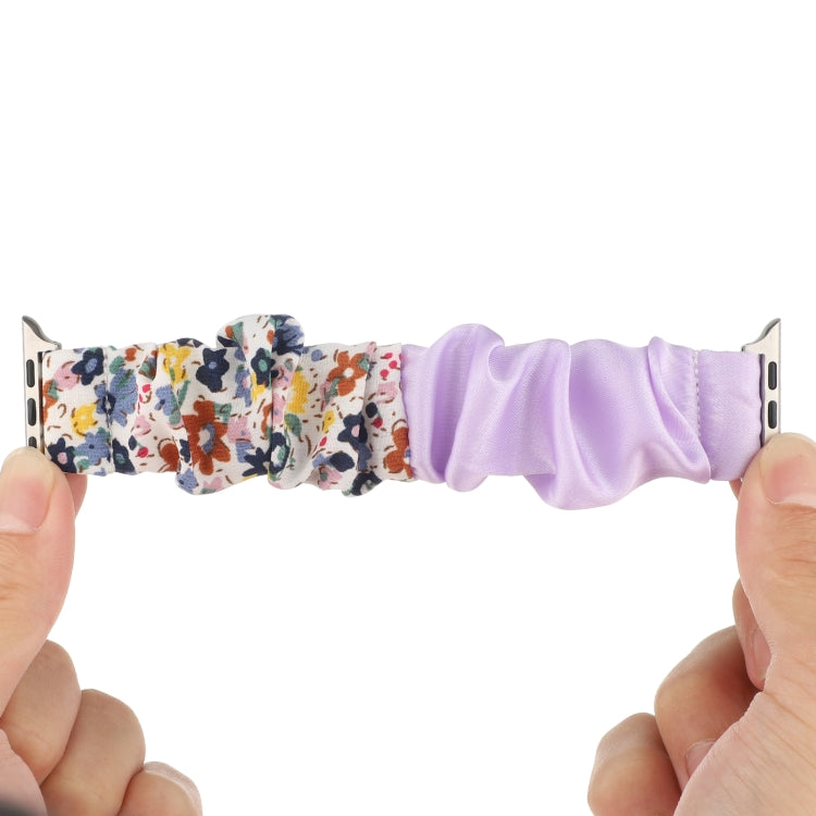 Butterfly Pattern Hair Ring Cloth Watch Band For Apple Watch Series 9&8&7 41mm / SE 3&SE 2&6&SE&5&4 40mm / 3&2&1 38mm(R) by bashfashion