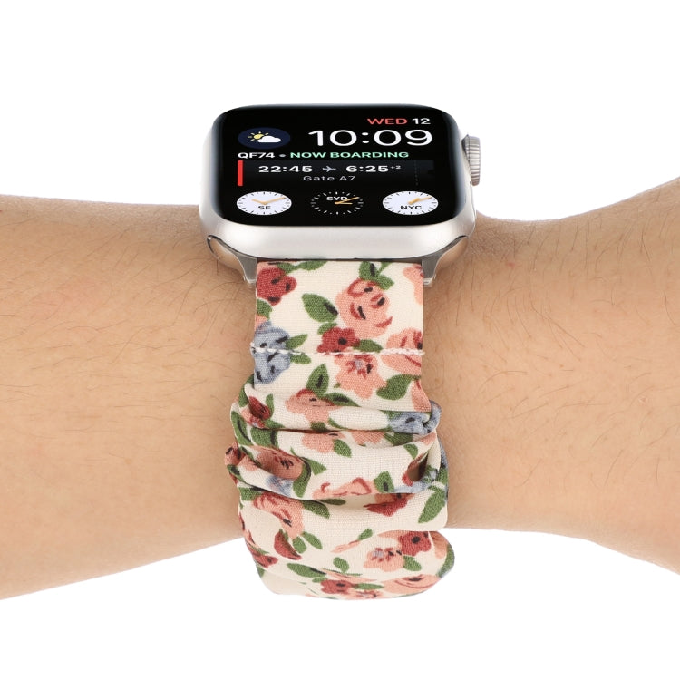 Butterfly Pattern Hair Ring Cloth Watch Band For Apple Watch Series 9&8&7 41mm / SE 3&SE 2&6&SE&5&4 40mm / 3&2&1 38mm(S) by bashfashion