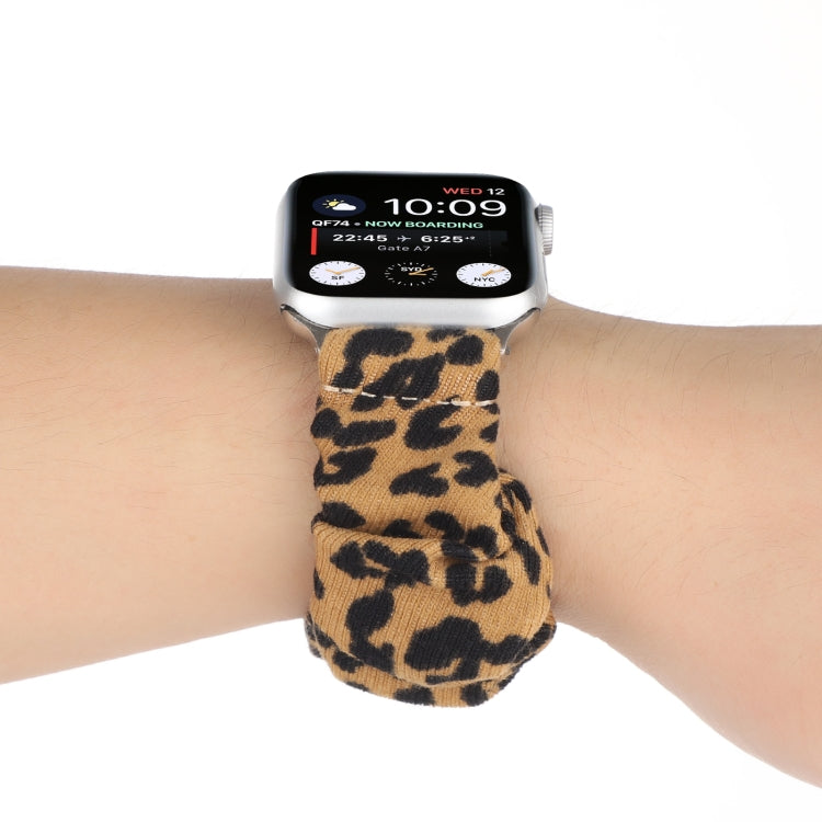 Leather Leopard Pattern Stitching Watch Band For Series 7 45mm / 6 & SE & 5 & 4 44mm / 3 & 2 & 1 42mm(Brown) by bashfashion