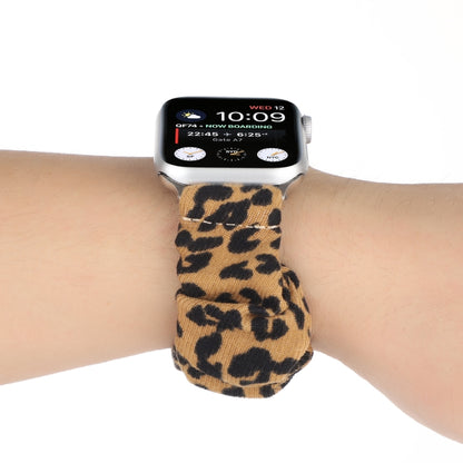 Leather Leopard Pattern Stitching Watch Band For Series 7 45mm / 6 & SE & 5 & 4 44mm / 3 & 2 & 1 42mm(Brown) by bashfashion