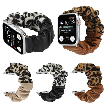 Leather Leopard Pattern Stitching Watch Band For Series 7 45mm / 6 & SE & 5 & 4 44mm / 3 & 2 & 1 42mm(Brown) by bashfashion