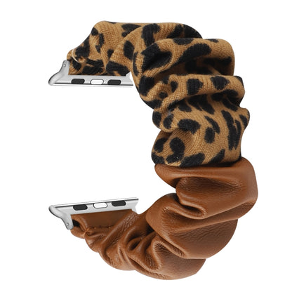 Leather Leopard Pattern Stitching Watch Band For Series 7 41mm / 6 & SE & 5 & 4 40mm / 3 & 2 & 1 38mm(Brown) by bashfashion