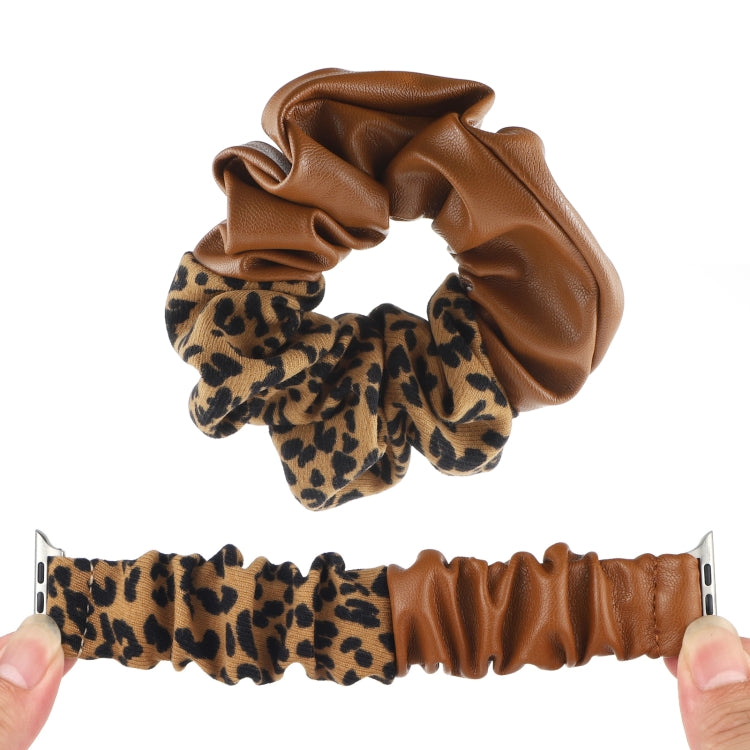 Leather Leopard Pattern Stitching Watch Band For Series 7 41mm / 6 & SE & 5 & 4 40mm / 3 & 2 & 1 38mm(Brown) by bashfashion