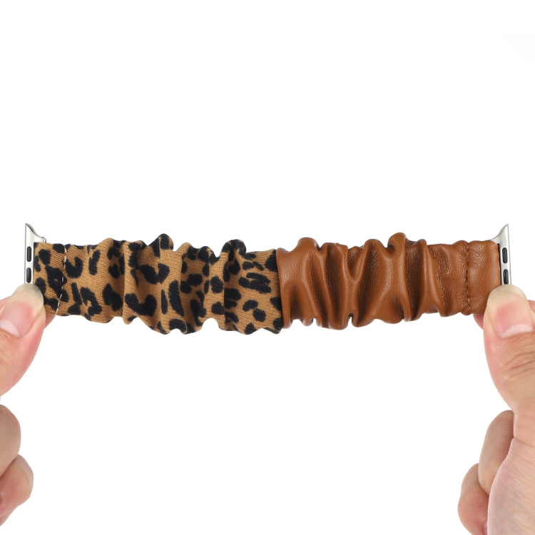 Leather Leopard Pattern Stitching Watch Band For Series 7 41mm / 6 & SE & 5 & 4 40mm / 3 & 2 & 1 38mm(Brown) by bashfashion