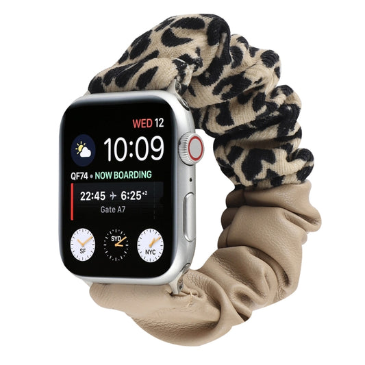 Leather Leopard Pattern Stitching Watch Band For Series 7 41mm / 6 & SE & 5 & 4 40mm / 3 & 2 & 1 38mm(Khaki) by bashfashion