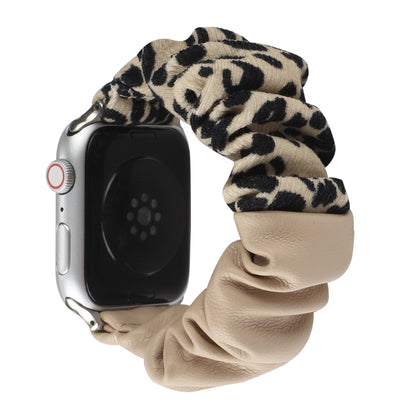 Leather Leopard Pattern Stitching Watch Band For Series 7 41mm / 6 & SE & 5 & 4 40mm / 3 & 2 & 1 38mm(Khaki) by bashfashion