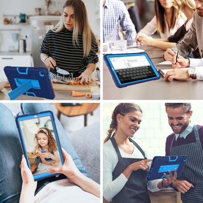 For Samsung Galaxy Tab A7 Lite T225 Contrast Color Robot Shockproof Silicone + PC Protective Case with Holder(Navy Blue + Blue) by bashfashion