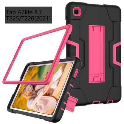 For Samsung Galaxy Tab A7 10.4 (2020) Contrast Color Robot Shockproof Silicone + PC Protective Case with Holder(Black + Rose Red) by bashfashion