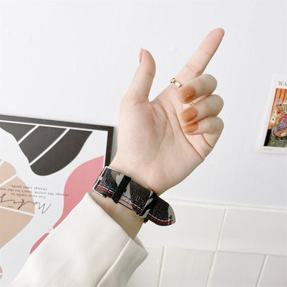 Three Lines Canvas Watch Band For Apple Watch Series 9&8&7 41mm / SE 3&SE 2&6&SE&5&4 40mm / 3&2&1 38mm(Camouflage Green) by bashfashion