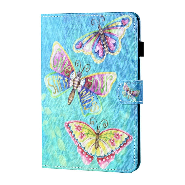 For Samsung Galaxy Tab A7 Lite 8.7 (2021) T220 Coloured Drawing Stitching Horizontal Flip Leather Case with Holder & Card Slot(Colorful Butterflies) by bashfashion