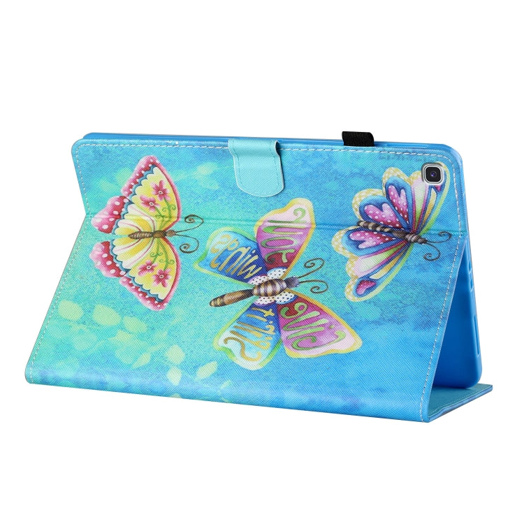 For Samsung Galaxy Tab A7 Lite 8.7 (2021) T220 Coloured Drawing Stitching Horizontal Flip Leather Case with Holder & Card Slot(Colorful Butterflies) by bashfashion