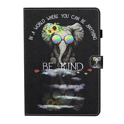 For Samsung Galaxy Tab A7 Lite 8.7 (2021) T220 Coloured Drawing Stitching Horizontal Flip Leather Case with Holder & Card Slot(Spectacles Elephant) by bashfashion