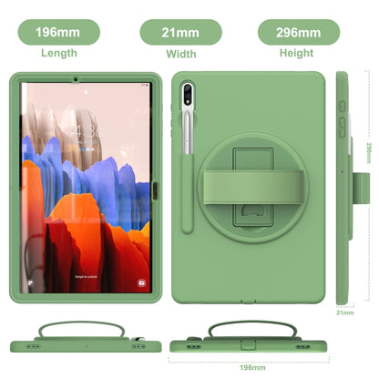 For Samsung Galaxy Tab S8+ / Tab S8 Plus / Tab S7 FE / Tab S7+ SM-T970 360 Degree Rotation PC + TPU Protective Case with Holder & Hand-strap & Pen Slot(Green) by bashfashion