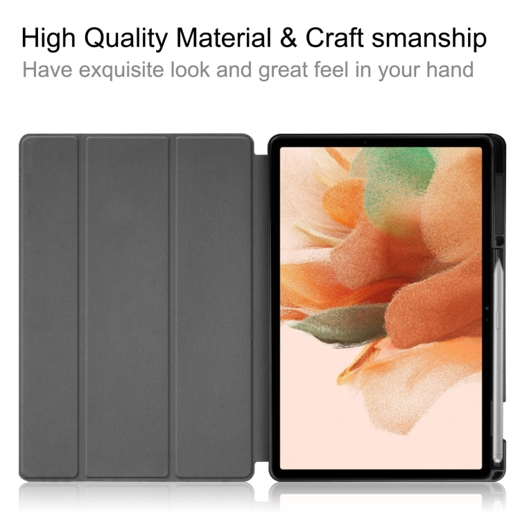 For Samsung Galaxy Tab S7 Lite T730 / T735 / Tab S7 FE T736 Custer Painted TPU Smart Tablet Leather Case with Sleep / Wake-up Function & 3-Fold Holder & Pen Slot(Big Eye ME) by bashfashion