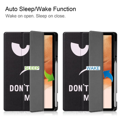 For Samsung Galaxy Tab S7 Lite T730 / T735 / Tab S7 FE T736 Custer Painted TPU Smart Tablet Leather Case with Sleep / Wake-up Function & 3-Fold Holder & Pen Slot(Big Eye ME) by bashfashion