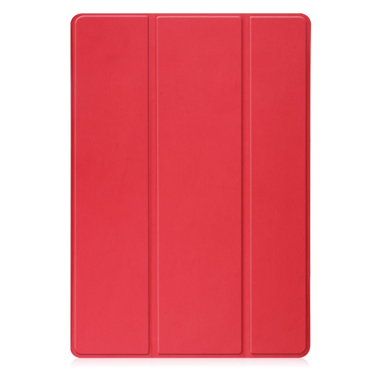 For Samsung Galaxy Tab S7 Lite T730 / T735 / Tab S7 FE T736 Custer Pattern Pure Color TPU Smart Tablet Holster with Sleep Function & 3-Fold Holder & Pen Slot(Red) by bashfashion