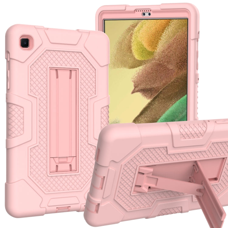 For Samsung Galaxy Tab A7 Lite T220 / T225 Contrast Color Robot Shockproof Silicone + PC Protective Case with Holder(Rose Gold) by bashfashion