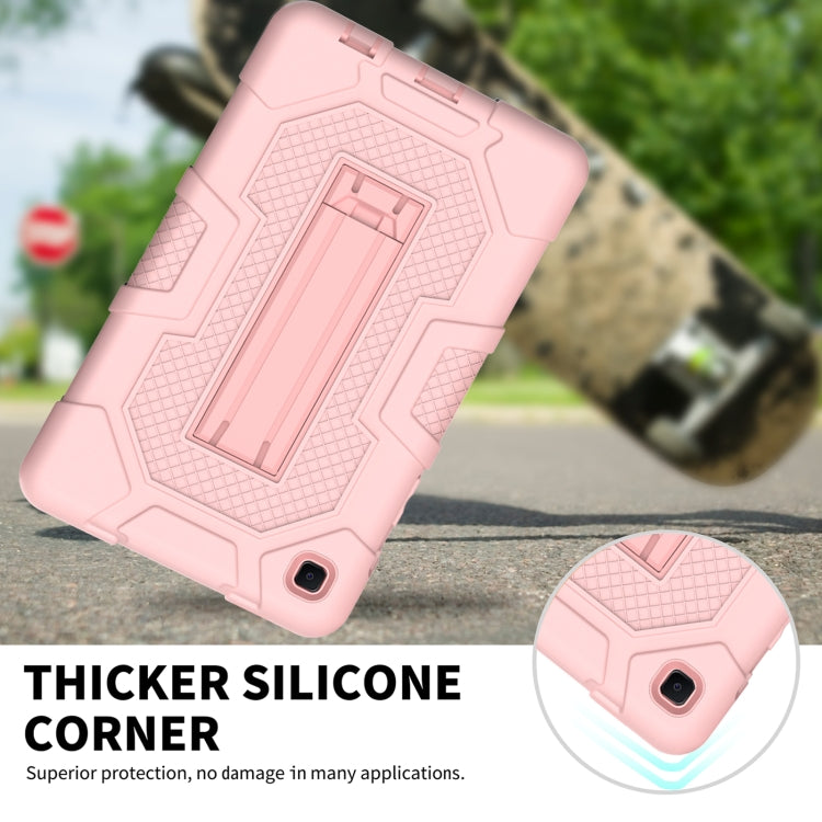 For Samsung Galaxy Tab A7 Lite T220 / T225 Contrast Color Robot Shockproof Silicone + PC Protective Case with Holder(Rose Gold) by bashfashion