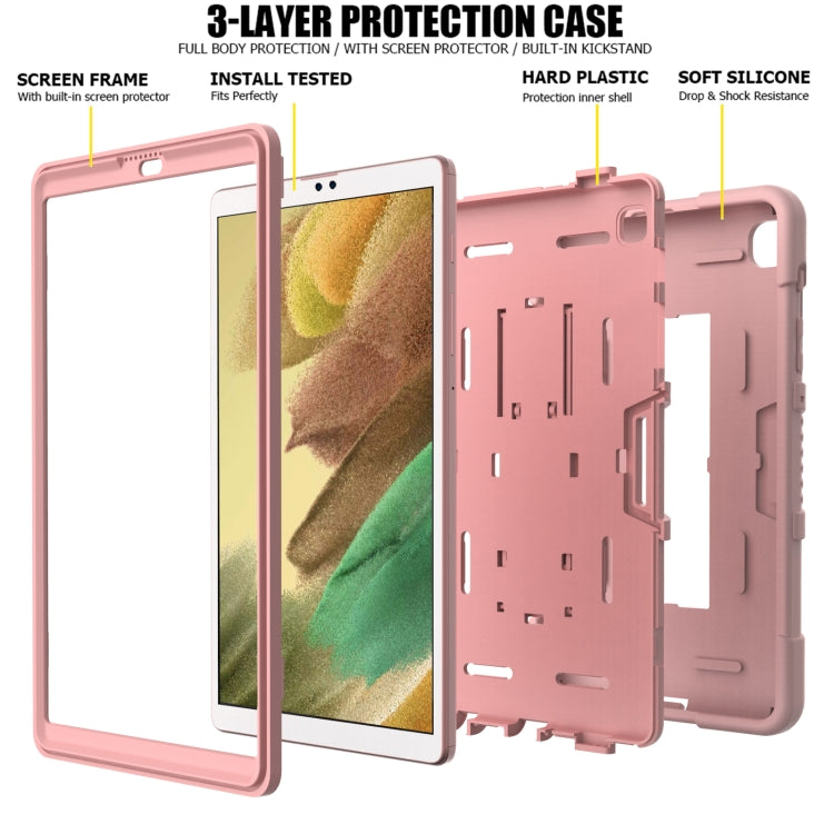 For Samsung Galaxy Tab A7 Lite T220 / T225 Contrast Color Robot Shockproof Silicone + PC Protective Case with Holder(Rose Gold) by bashfashion