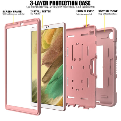 For Samsung Galaxy Tab A7 Lite T220 / T225 Contrast Color Robot Shockproof Silicone + PC Protective Case with Holder(Rose Gold) by bashfashion