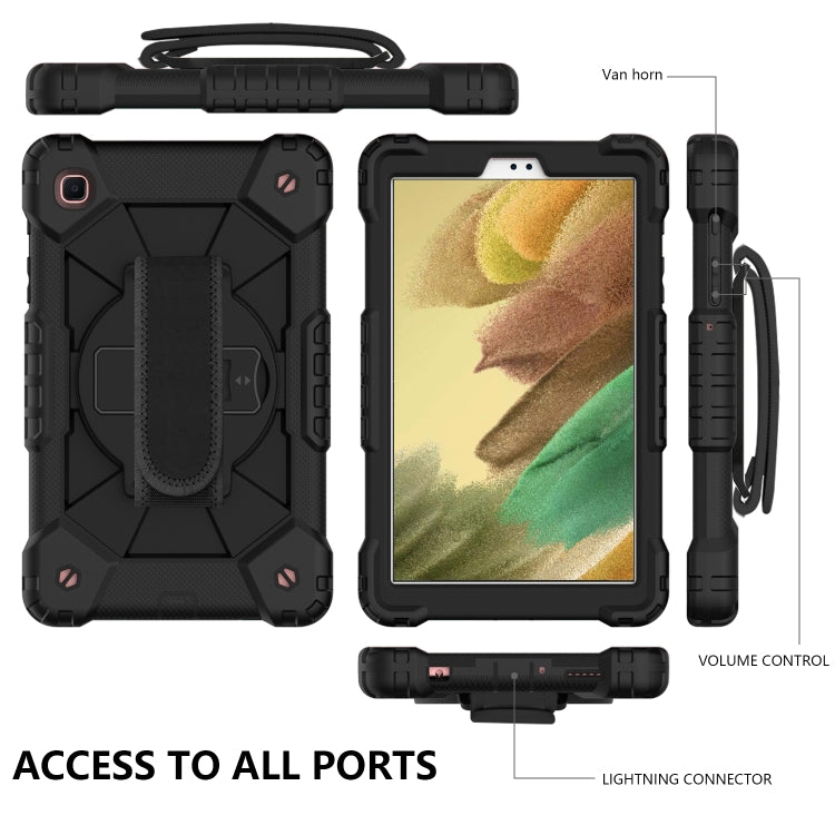 For Samsung Galaxy Tab A7 Lite T220 / T225 Contrast Color Robot Shockproof Silicon + PC Protective Case with Holder & Shoulder Strap(Black) by bashfashion