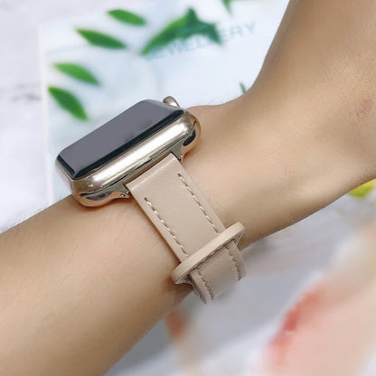 Double Nail Leather Watch Band For Apple Watch Series 7 41mm / 6 & SE & 5 & 4 40mm / 3 & 2 & 1 38mm(Warm Brown) by bashfashion