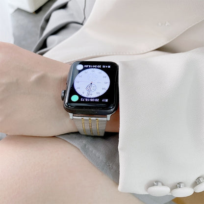 Color Matching Seven Beads Steel Watch Band For Apple Watch Series 9&8&7 41mm / SE 3&SE 2&6&SE&5&4 40mm / 3&2&1 38mm(Silver) by bashfashion