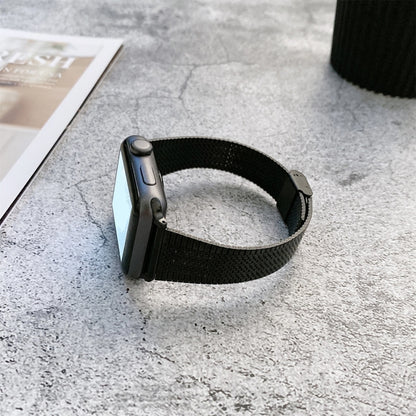 Buckle Style Steel Watch Band For Apple Watch Series 9&8&7 41mm / SE 3&SE 2&6&SE&5&4 40mm / 3&2&1 38mm(Black) by bashfashion