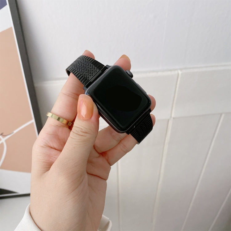 Buckle Style Steel Watch Band For Apple Watch Series 9&8&7 41mm / SE 3&SE 2&6&SE&5&4 40mm / 3&2&1 38mm(Black) by bashfashion