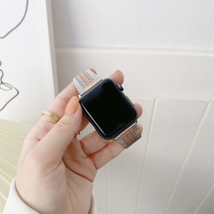 Buckle Style Steel Watch Band For Apple Watch Ultra 49mm&Watch Ultra 2 49mm / Series 9&8&7 45mm / SE 3&SE 2&6&SE&5&4 44mm / 3&2&1 42mm(Silver Black) by bashfashion