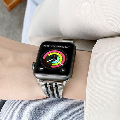 Three Lines Steel Watch Band For Apple Watch Series 9&8&7 41mm / SE 3&SE 2&6&SE&5&4 40mm / 3&2&1 38mm(Black) by bashfashion