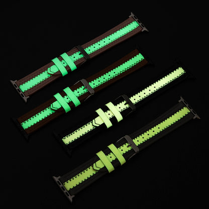 Cowhide Leather Luminous Watch Band For Apple Watch Series 7 45mm / 6 & SE & 5 & 4 44mm / 3 & 2 & 1 42mm(Grey) by bashfashion