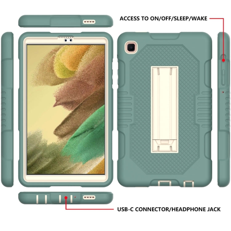 For Samsung Galaxy Tab A7 Lite T220 / T225 (2021) Contrast Color Robot Shockproof Silicone + PC Protective Case with Holder(Matcha Green) by bashfashion